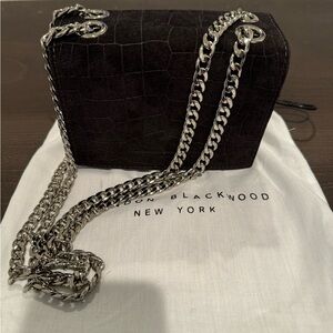 Brandon Blackwood MINI Sophia Bag | Black Croc Suede